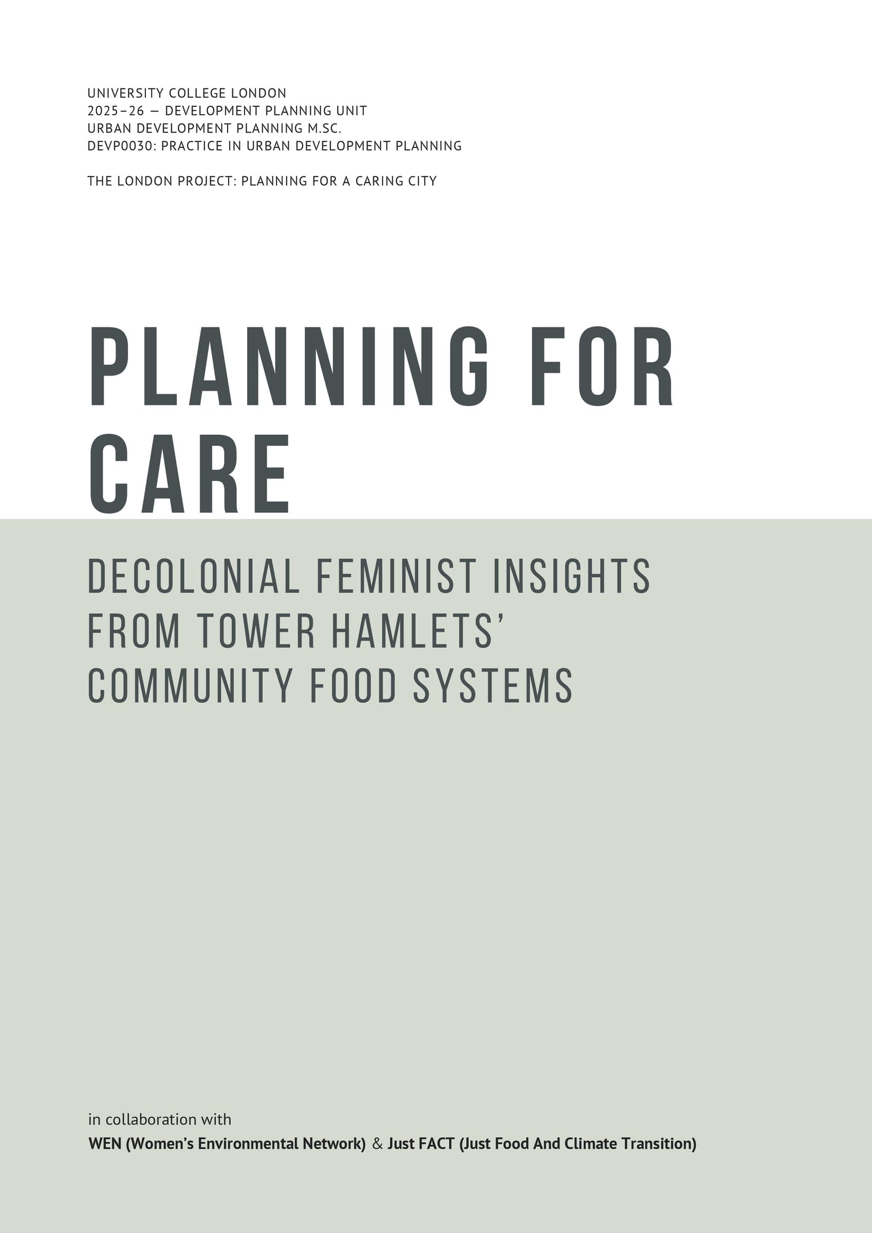 Planning for a Caring London